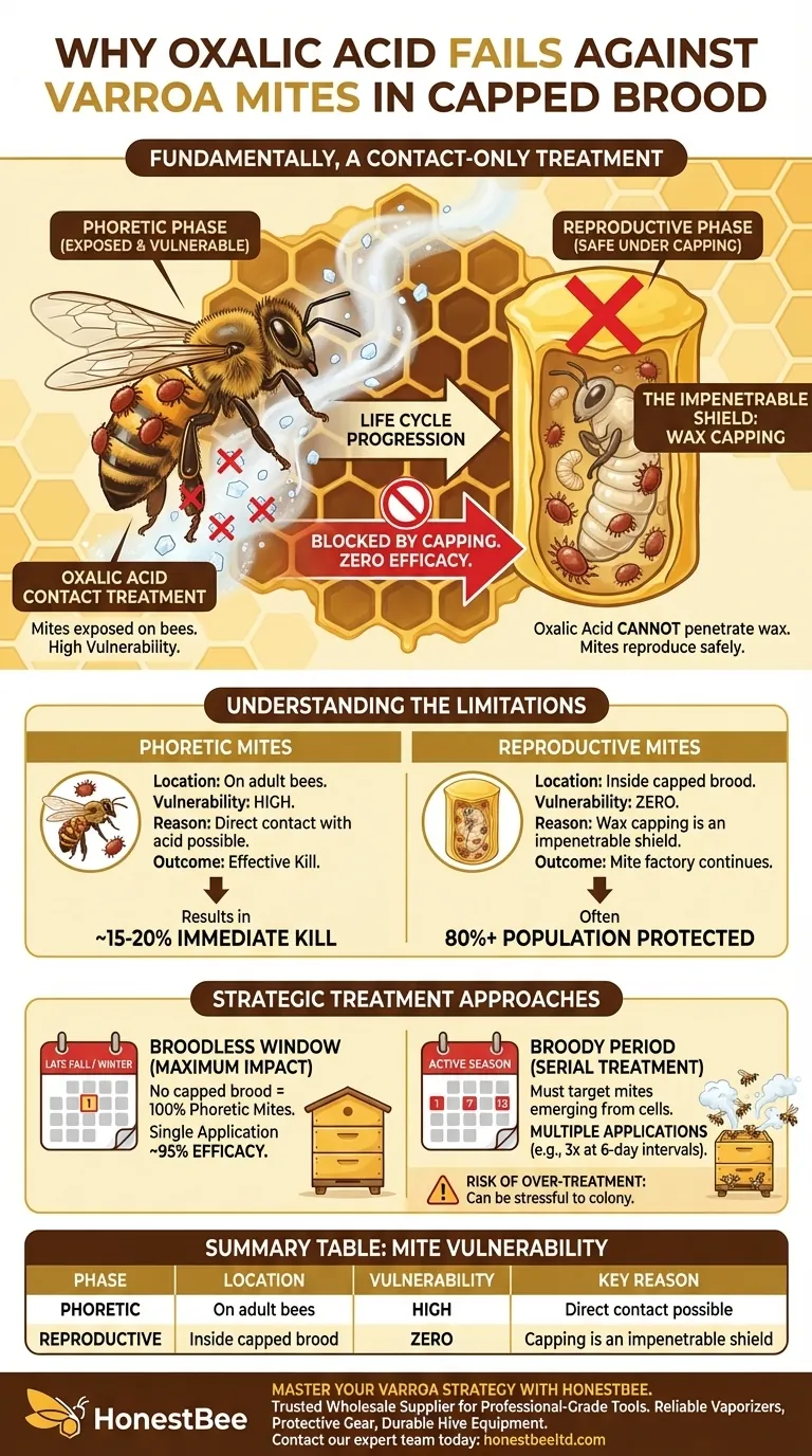 Why is oxalic acid not effective against Varroa mites in capped brood? Unlocking Effective Varroa Control Visual Guide