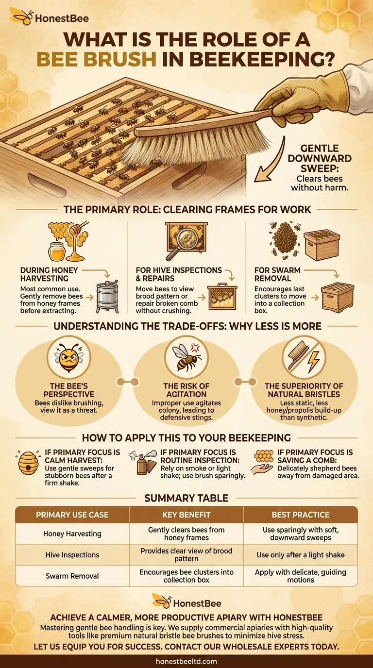 What is the role of a bee brush in beekeeping? Master Gentle Bee Handling for a Calm Hive Visual Guide
