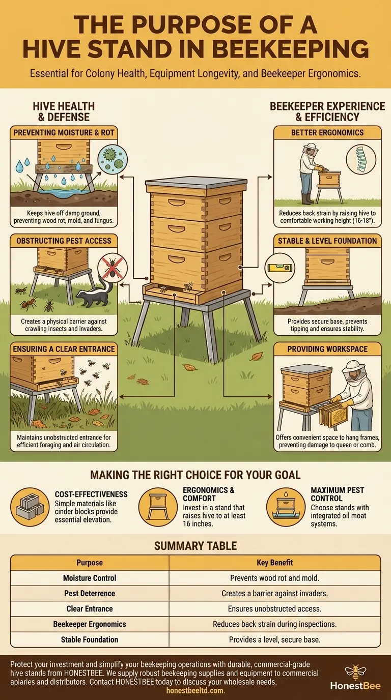 What is the purpose of a hive stand in beekeeping? Essential Protection & Ergonomics Visual Guide