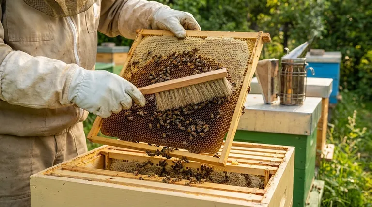 Как используется щетка для пчел в процессе извлечения меда? Освойте бережное очищение рамок для гладкого сбора урожая