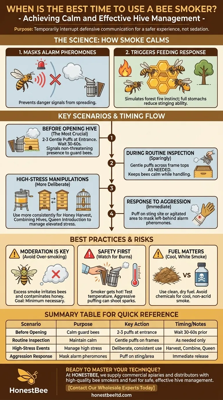 ¿Cuándo es el mejor momento para usar un ahumador de abejas? Domina las inspecciones de colmenas con una sincronización experta Guía Visual