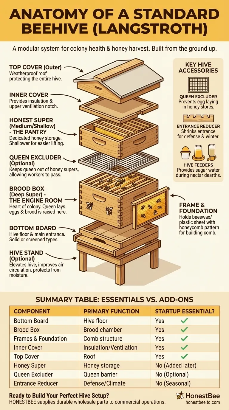 What are the basic parts of a standard beehive? A Complete Guide to Langstroth Hive Components Visual Guide
