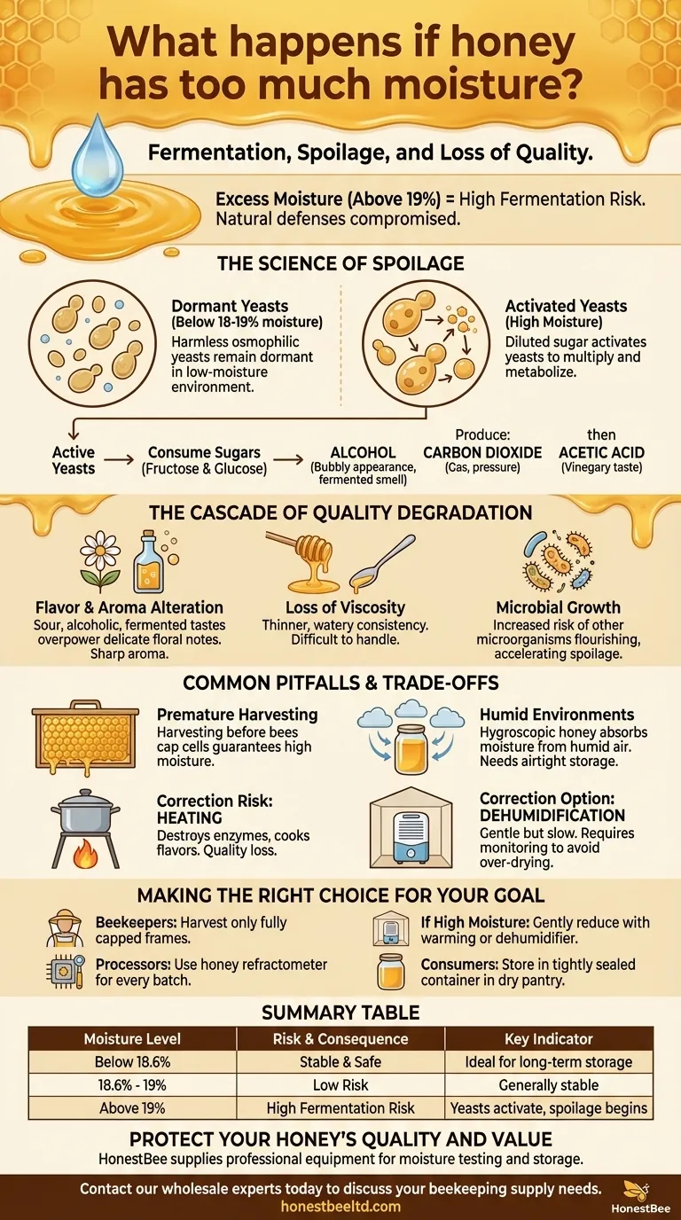 What happens if honey has too much moisture? Avoid Fermentation and Spoilage Visual Guide