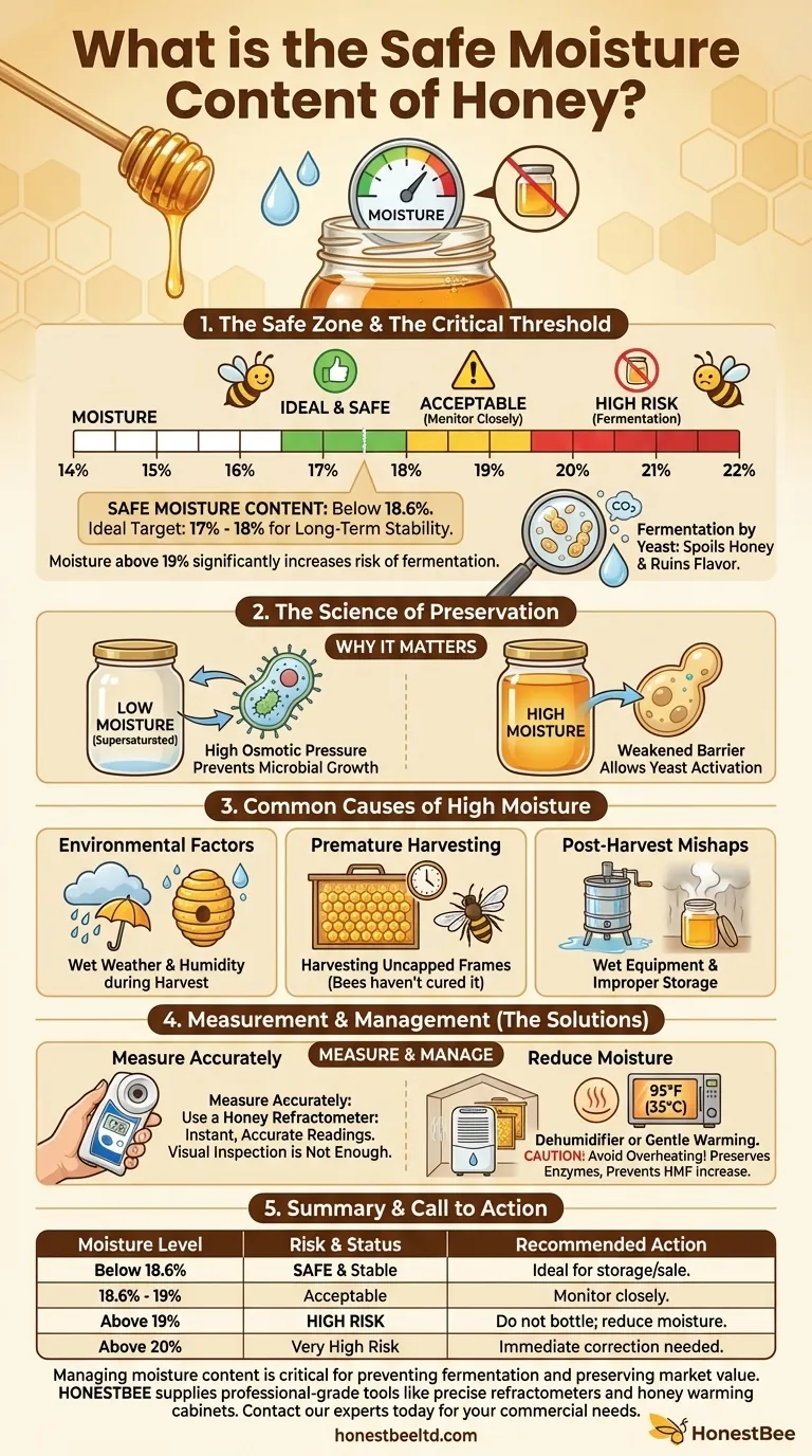 What is the safe moisture content of honey? Ensure Honey Quality & Prevent Fermentation Visual Guide