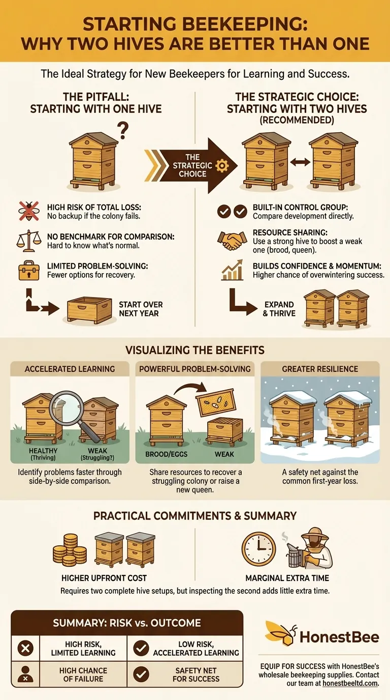 What is a manageable number of hives for a new beekeeper to start with? Start with Two for Success Visual Guide