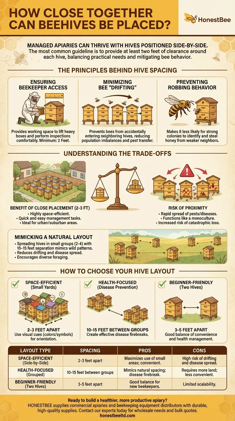 How close together can beehives be placed? Optimize Your Apiary Layout for Health & Efficiency Visual Guide