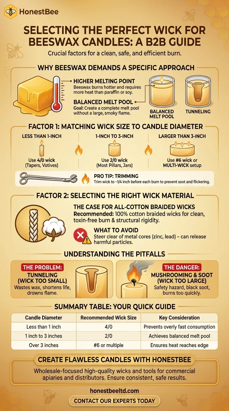 What factors should be considered when selecting a wick for beeswax candles? A Guide to a Perfect Burn Visual Guide