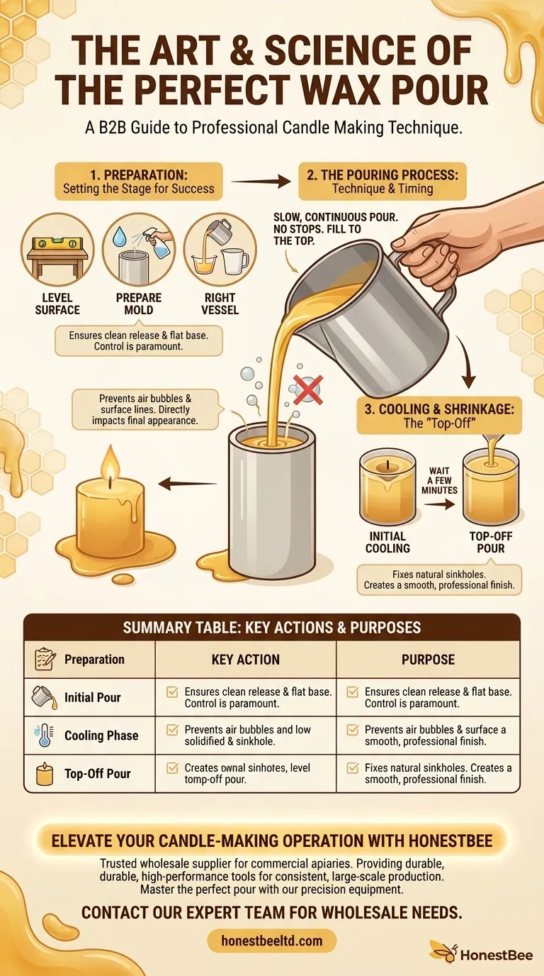 What is the process for pouring wax into the mold? Master the Perfect Candle Pouring Technique Visual Guide