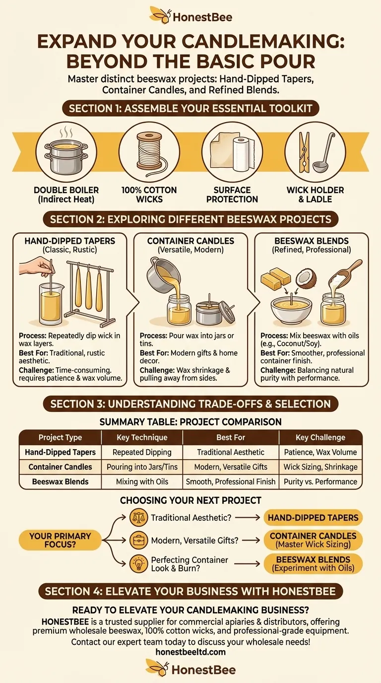 What are some other beeswax candle projects you can try? Explore Tapers, Containers & Blends Visual Guide
