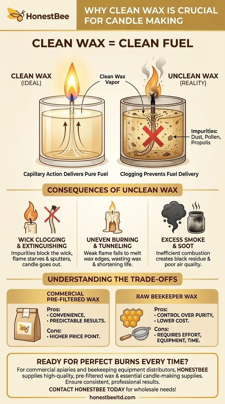 Why is it important to use clean wax for candle making? Ensure a Clean, Even Burn Visual Guide