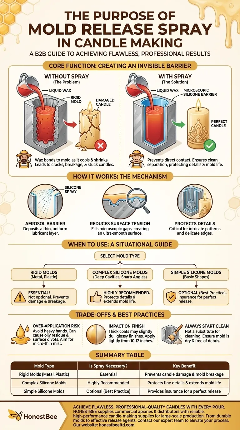 What is the purpose of using mold release spray in candle making? Ensure Perfect Candle Release Every Time Visual Guide