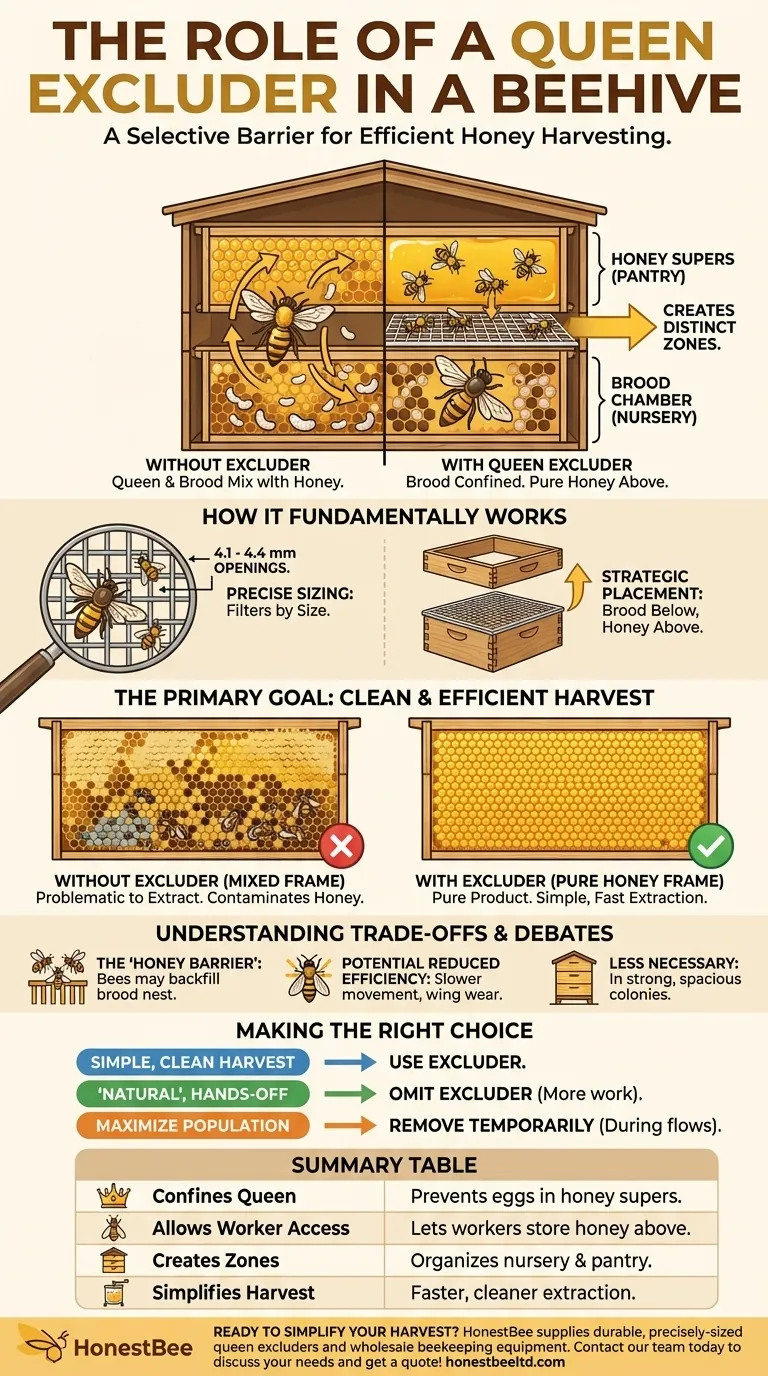 What is the role of a queen excluder in a beehive? Ensure a Clean, Brood-Free Honey Harvest Visual Guide
