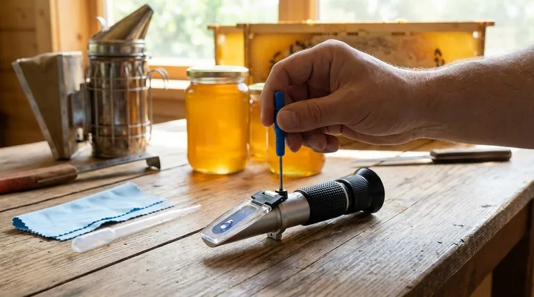 꿀 굴절계를 보정하는 데 무엇을 사용하나요? 꿀의 정확한 수분 함량 측정 보장