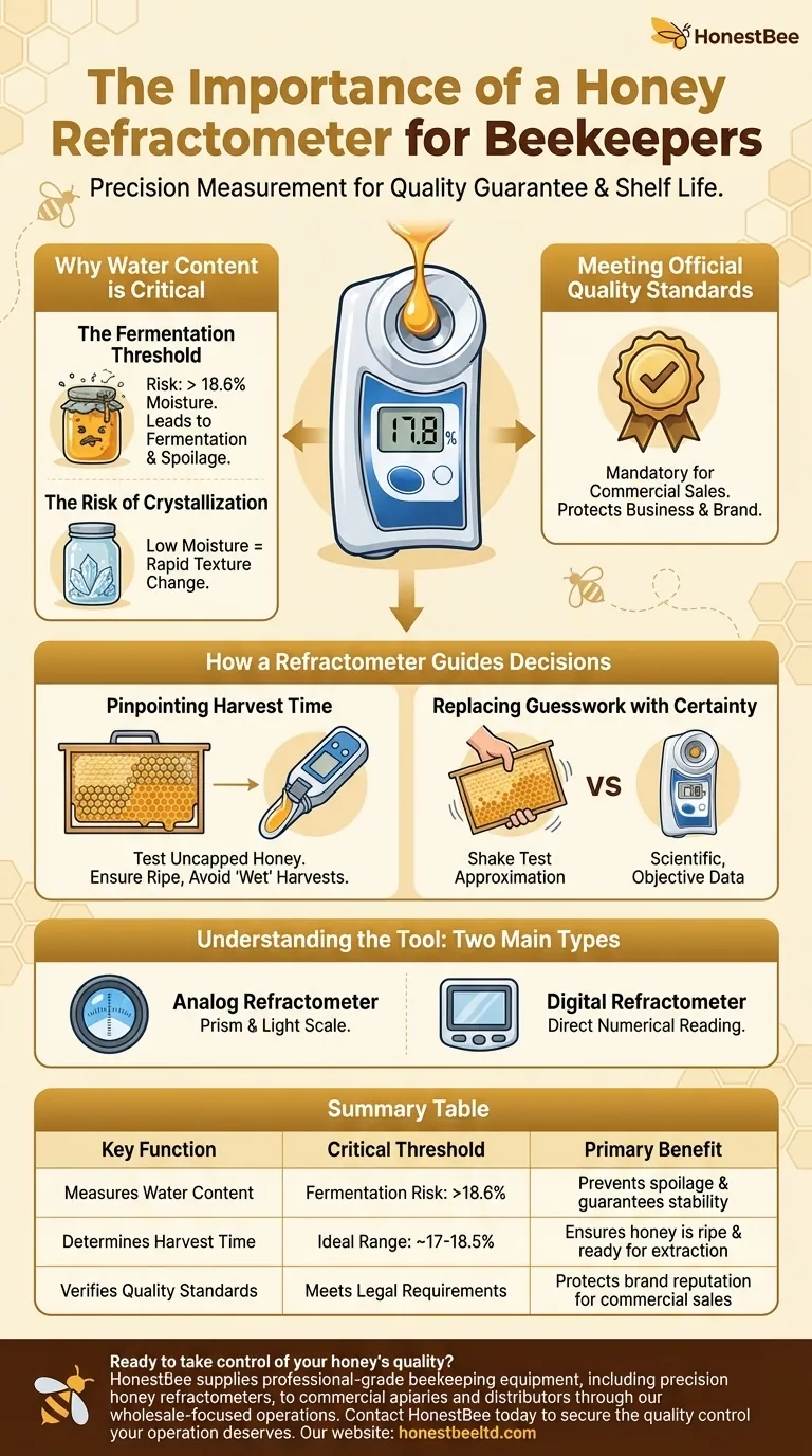 What is the importance of a honey refractometer for beekeepers? Ensure Honey Quality & Prevent Fermentation Visual Guide