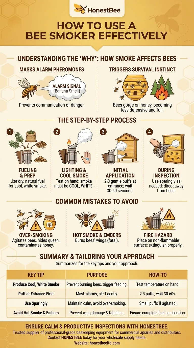 What are some tips for using a bee smoker effectively? Master Calm Hive Inspections with Proper Technique Visual Guide