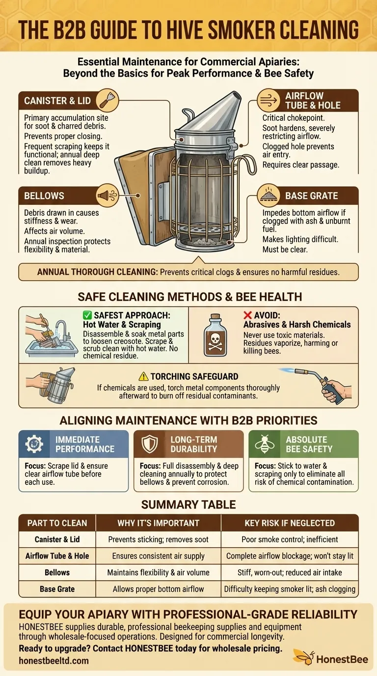 What parts of the hive smoker should be cleaned? A Complete Guide to Smoker Maintenance Visual Guide