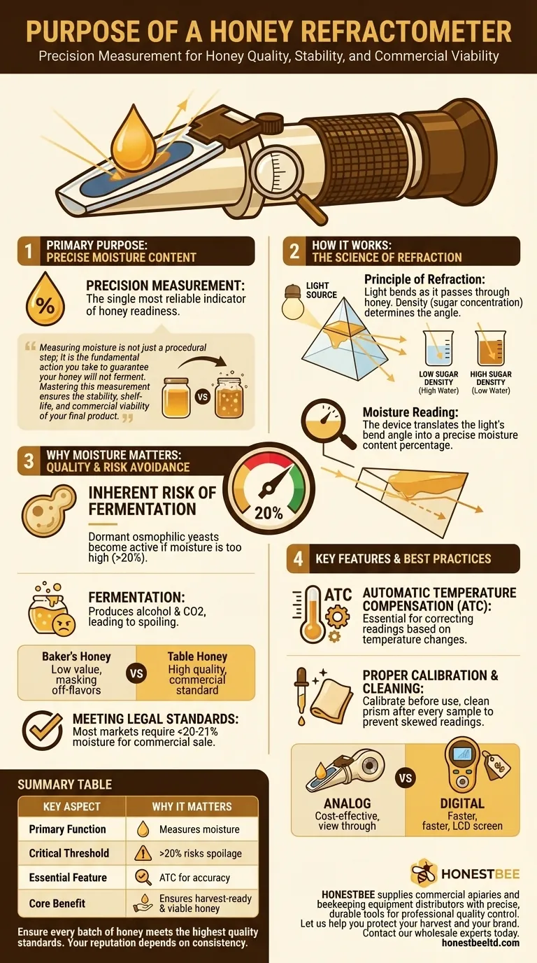 꿀 굴절계의 목적은 무엇인가요? 수확 및 판매를 위한 완벽한 수분 함량 보장 시각적 가이드