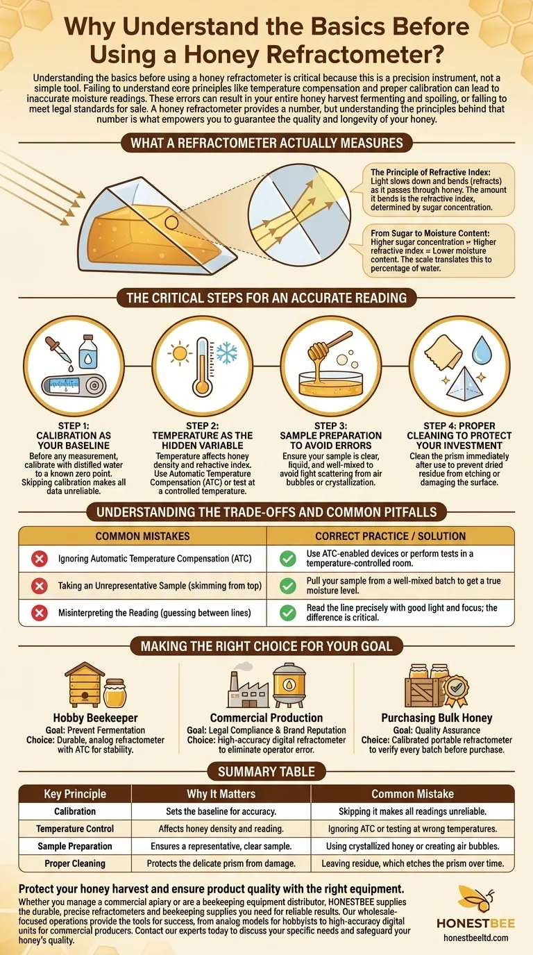 꿀 굴절계를 사용하기 전에 기본 사항을 이해하는 것이 왜 중요할까요? 꿀 품질을 보장하고 변질을 방지하세요 시각적 가이드