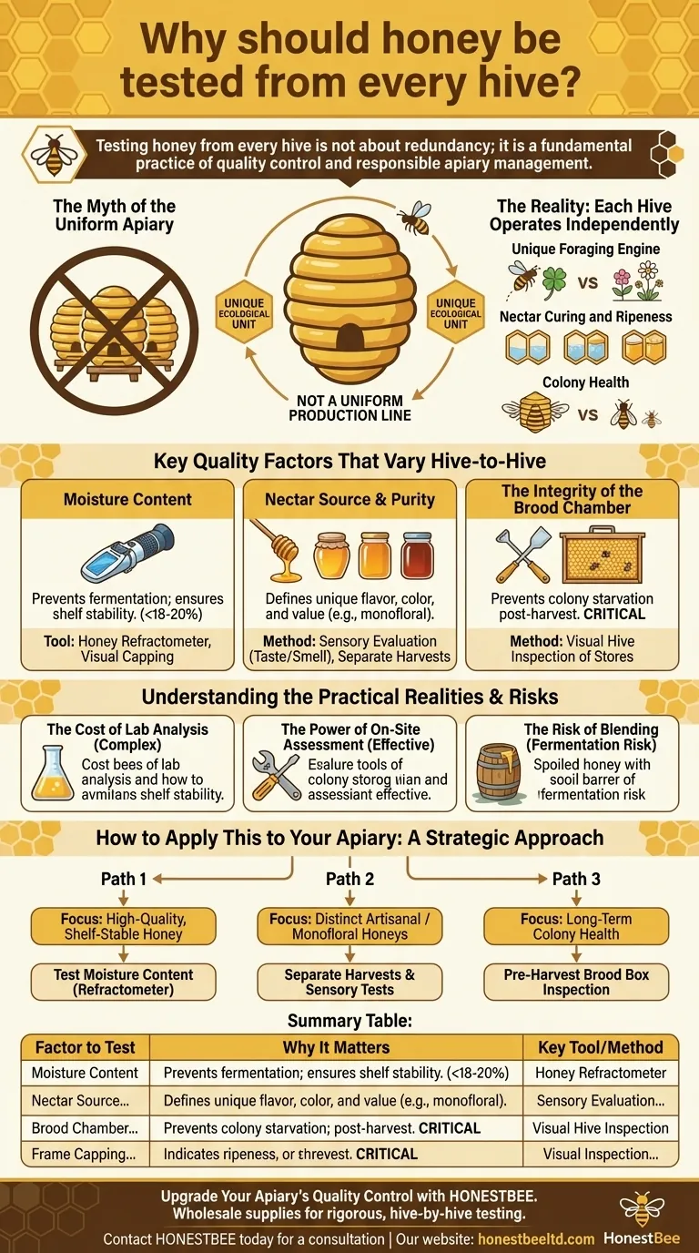 Why should honey be tested from every hive? Ensure Quality & Colony Health in Your Apiary Visual Guide