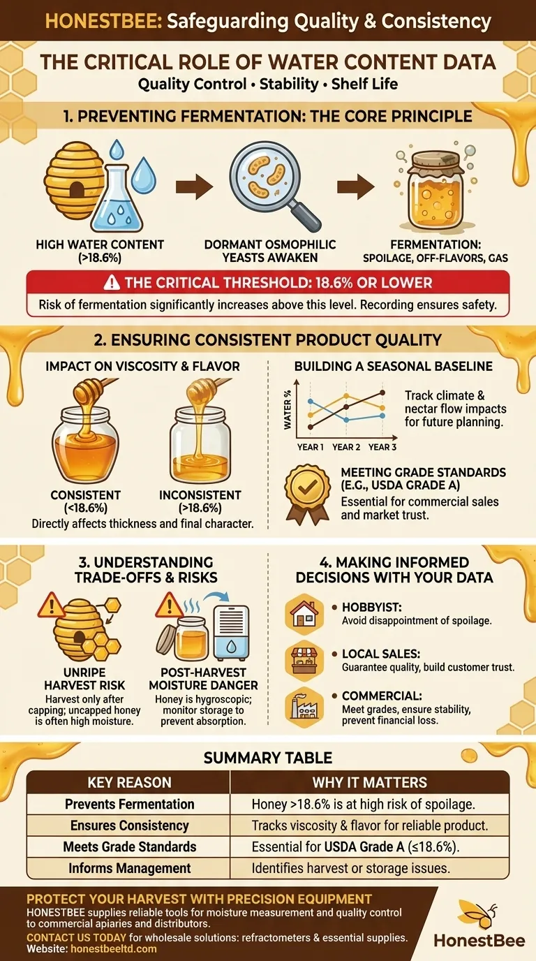Why is it important to record water content readings? Ensure Honey Quality & Prevent Fermentation Visual Guide
