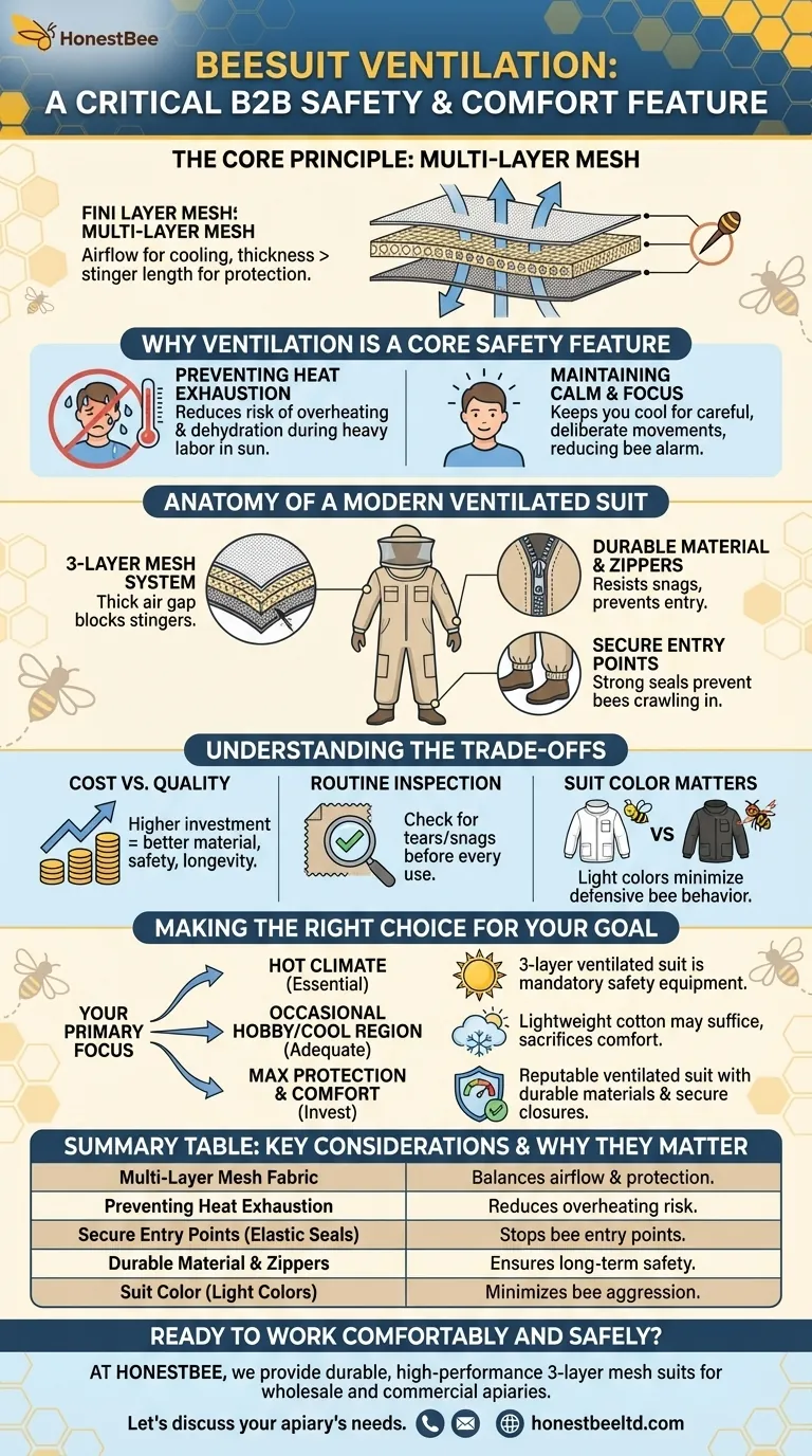 What should be considered regarding ventilation in a beekeeping suit? Ensure Safety and Comfort in the Apiary Visual Guide