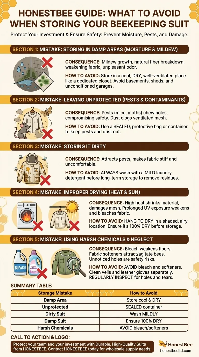 양봉복을 보관할 때 피해야 할 사항은 무엇인가요? 습기와 해충으로부터 장비를 보호하세요 시각적 가이드