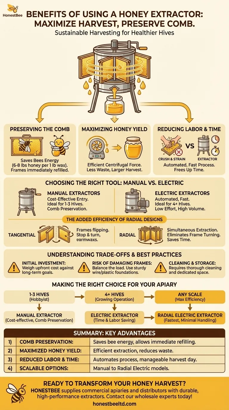 What are the benefits of using a honey extractor? Maximize Harvest & Save Bee Energy Visual Guide