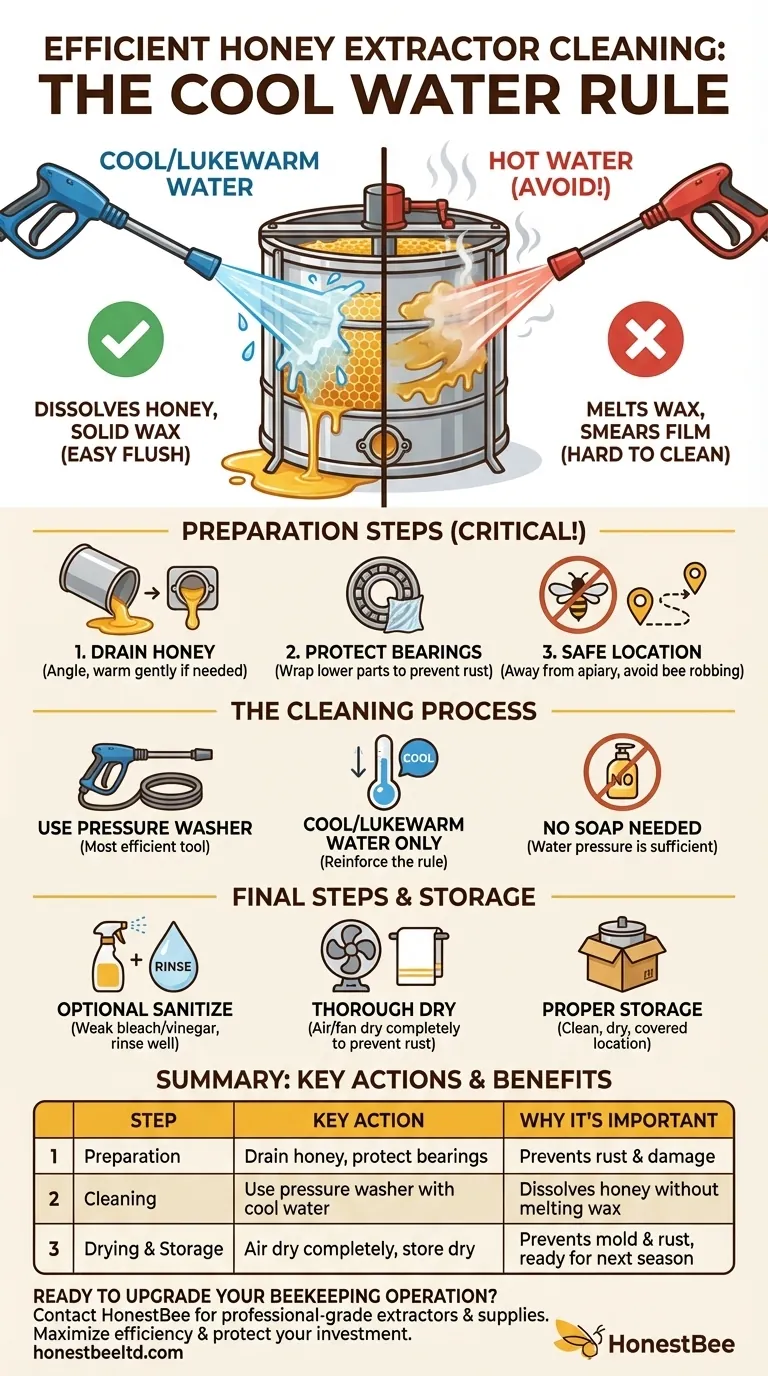 ¿Cuáles son algunos consejos para lavar un extractor de miel de manera eficiente? Use agua fría para una limpieza rápida y efectiva Guía Visual