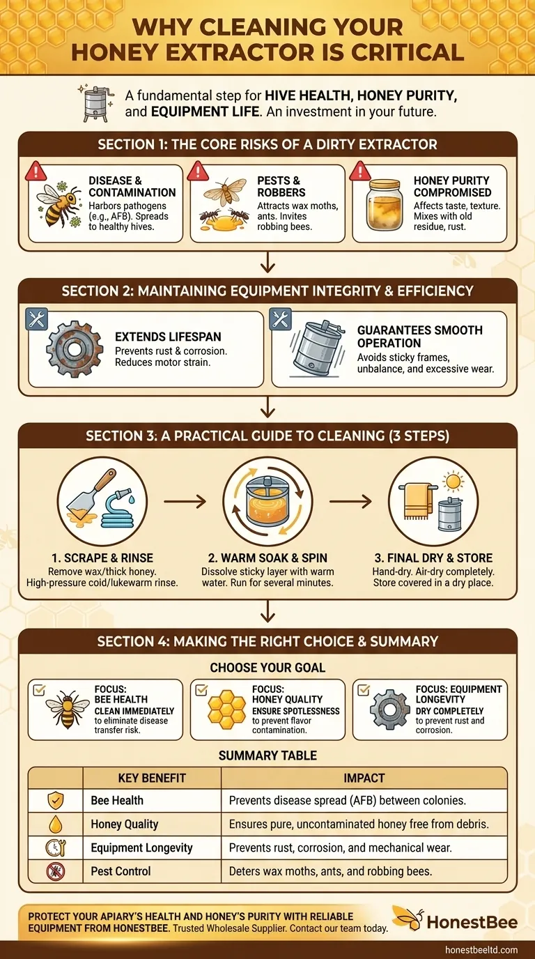 꿀 추출기를 깨끗하게 유지하는 것이 왜 중요한가요? 벌집 건강과 꿀 품질을 보호하세요 시각적 가이드