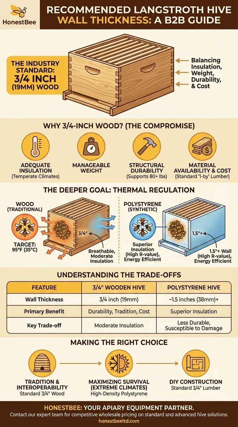 What is the recommended wall thickness for a Langstroth hive? The Standard for Hive Durability & Bee Health Visual Guide