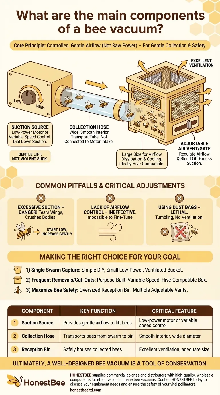 What are the main components of a bee vacuum? A Guide to Safe and Humane Bee Collection Visual Guide
