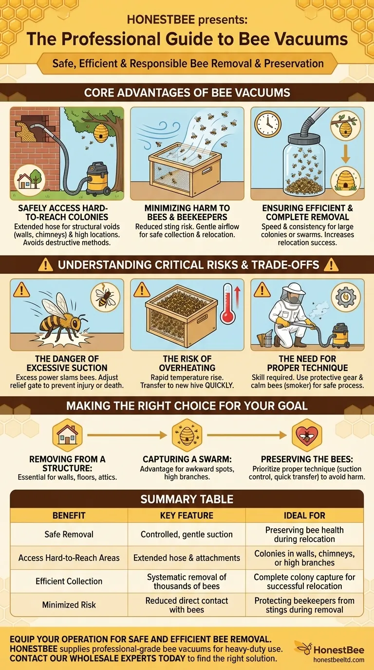 What are the benefits of using a bee vacuum? Safely Remove & Preserve Honey Bee Colonies Visual Guide