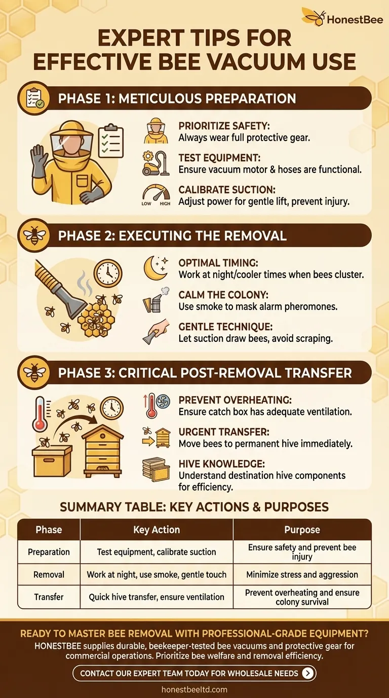 What are some tips for using a bee vacuum? Ensure a Safe and Humane Bee Removal Visual Guide