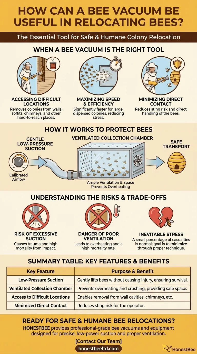 벌 진공청소기는 벌을 재배치하는 데 어떻게 유용할 수 있습니까? 접근하기 어려운 장소에서 군집을 안전하게 제거 시각적 가이드