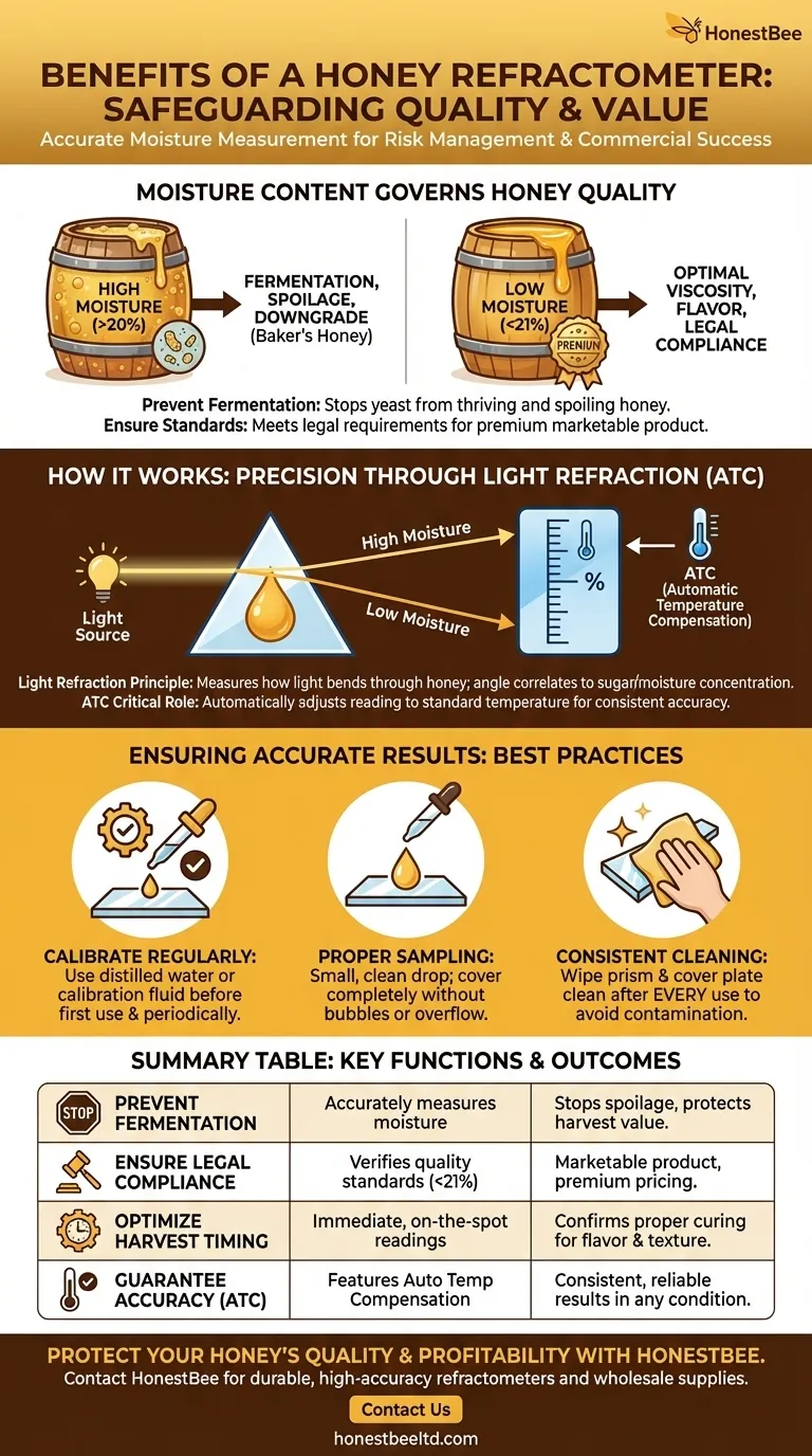 What are the benefits of using a honey refractometer? Ensure Quality and Prevent Honey Spoilage Visual Guide