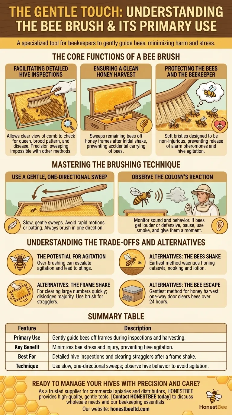 What is a bee brush and what is its primary use? A Gentle Tool for Hive Management Visual Guide