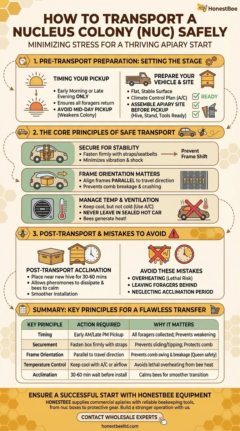 핵군(nuc)을 안전하게 운송하는 방법은 무엇인가요? 벌 스트레스 최소화를 위한 가이드 시각적 가이드