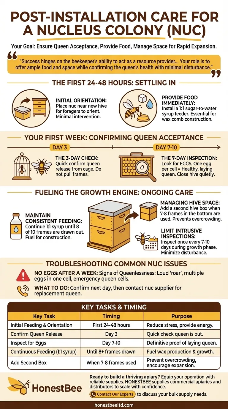 Quale cura post-installazione è richiesta per una colonia nucleo (nuc)? Guida essenziale per una crescita forte dell'alveare Guida Visiva