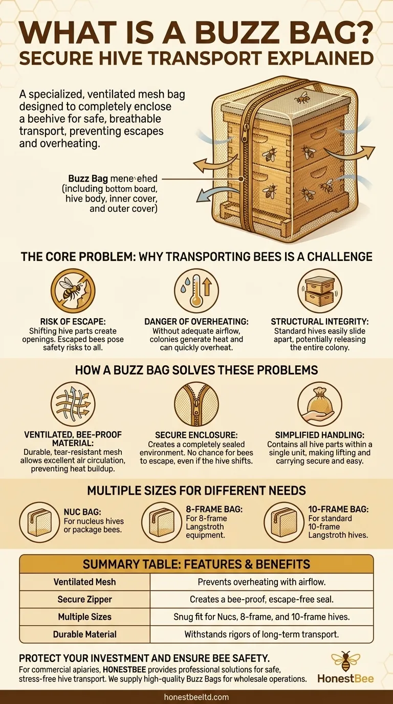 O que é um Buzz Bag e para que serve? A Maneira Segura de Transportar Colmeias de Abelhas Guia Visual