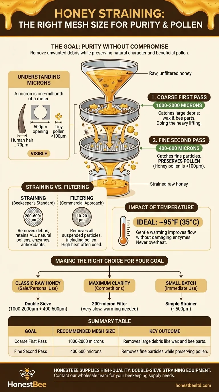 What size mesh to strain honey? A Guide to the Standard Double-Sieve Method Visual Guide