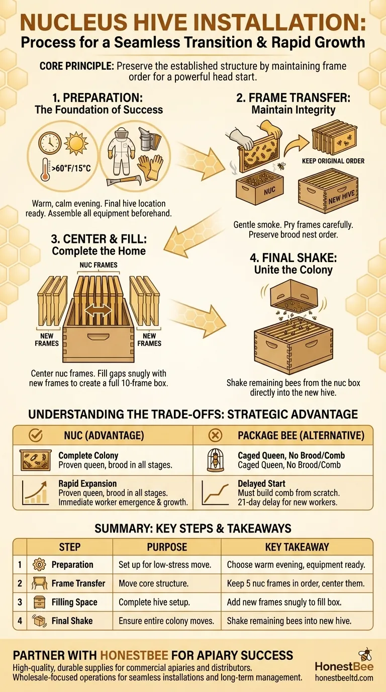 핵군을 새 벌통에 설치하는 과정은 무엇인가요? 양봉가를 위한 단계별 가이드 시각적 가이드