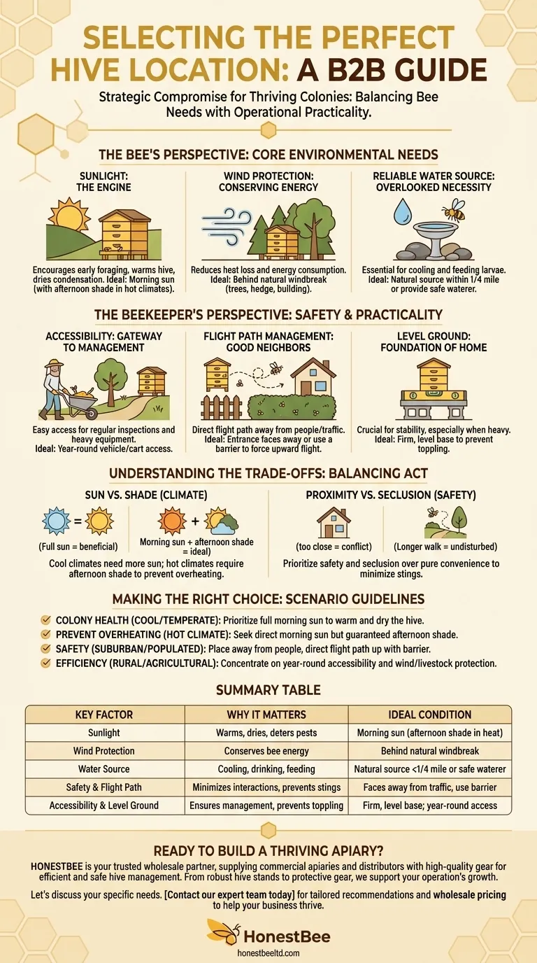 What factors should you consider when selecting a hive location? Ensure Your Bees Thrive from Day One Visual Guide