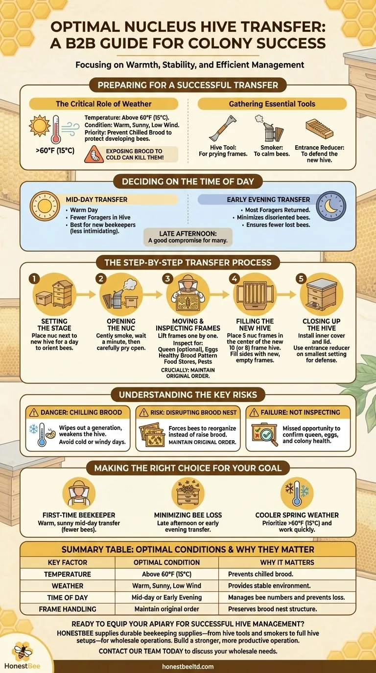 将蜂群（nucleus hive）转移到新家的最佳时间是什么时候？确保蜂群转移成功 图解指南