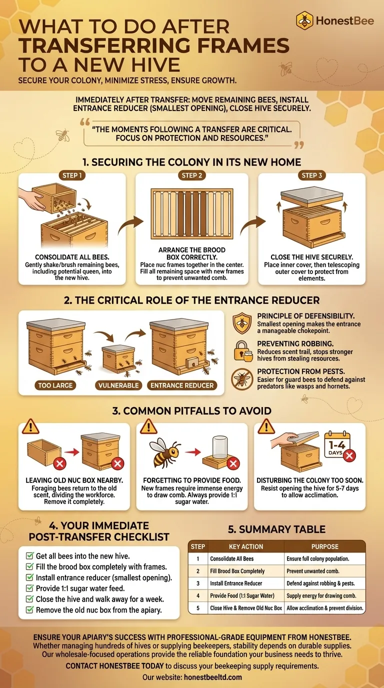 새 벌통으로 벌집 프레임을 옮긴 후 무엇을 해야 할까요? 안전한 군집을 위한 필수 단계 시각적 가이드