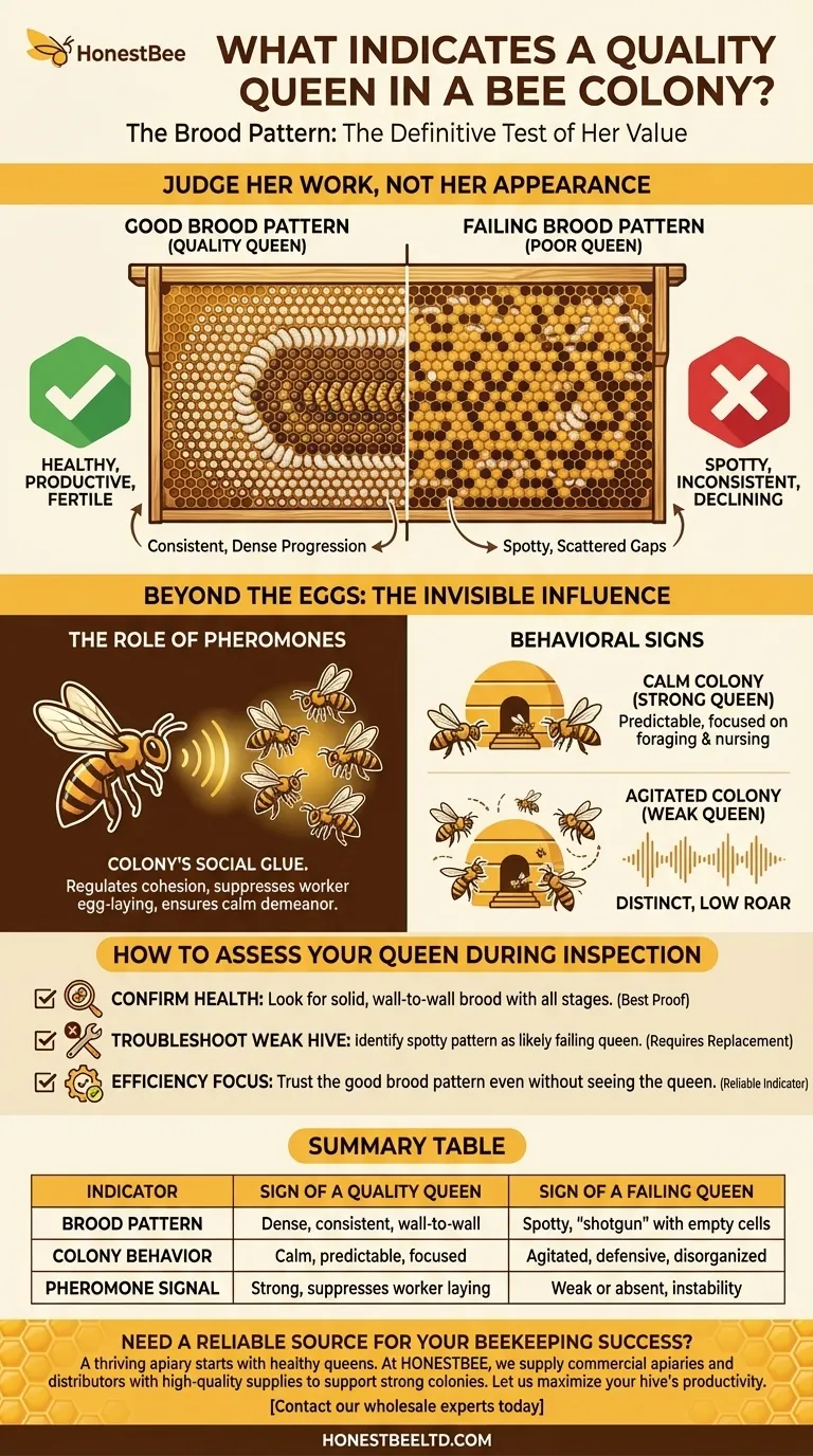 What indicates a quality queen in a bee colony? Look for a Solid Brood Pattern Visual Guide