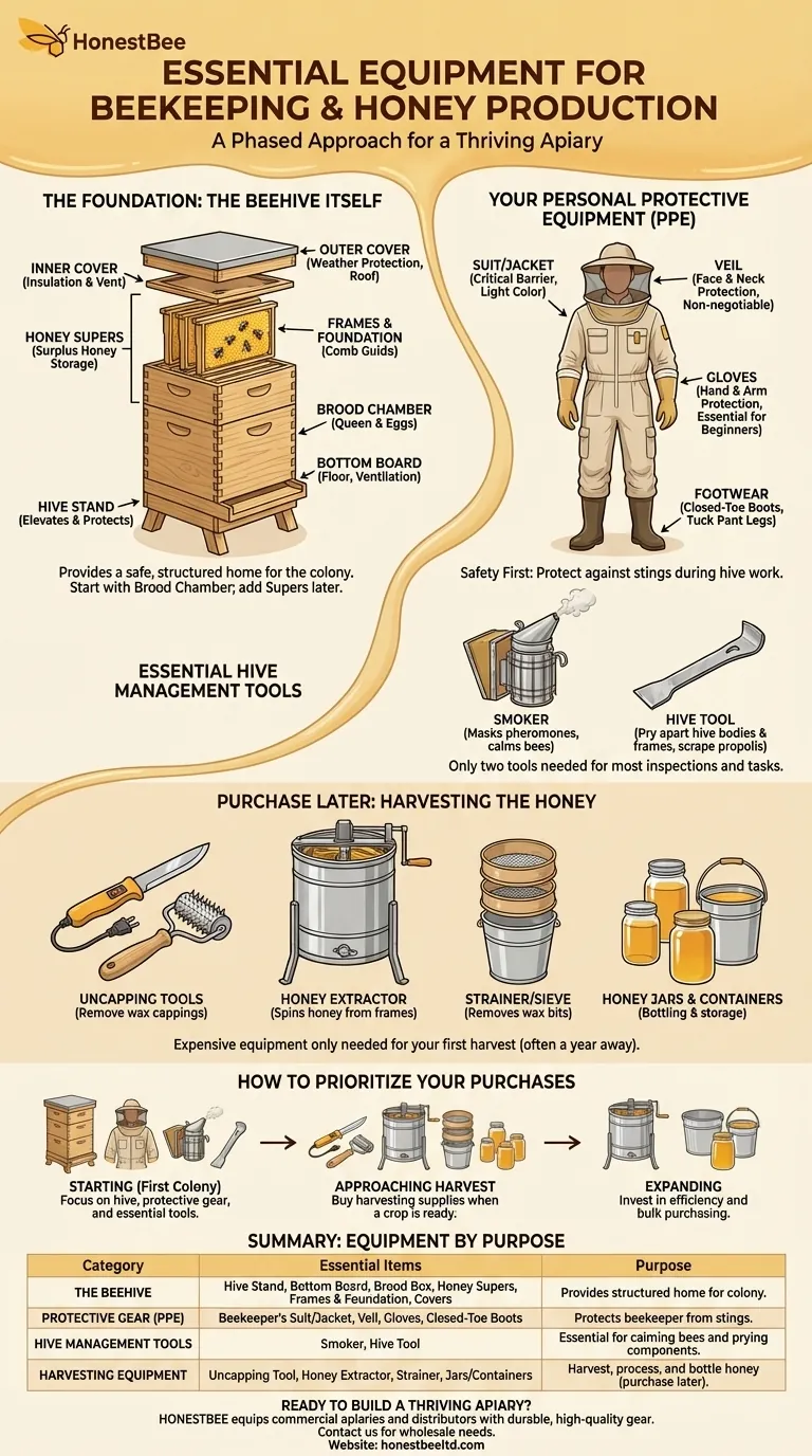 Quale attrezzatura serve per produrre miele? Una guida completa per avviare la tua apicoltura Guida Visiva