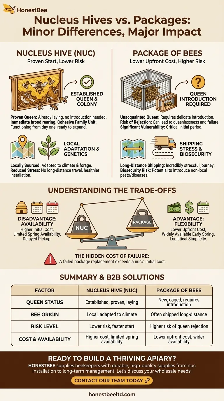 What are the minor differences between nucleus hives and packages? A Guide to a Successful Start Visual Guide