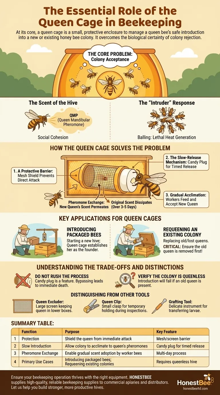 蜂王笼在养蜂中的作用是什么？成功引入蜂王的关键工具 图解指南