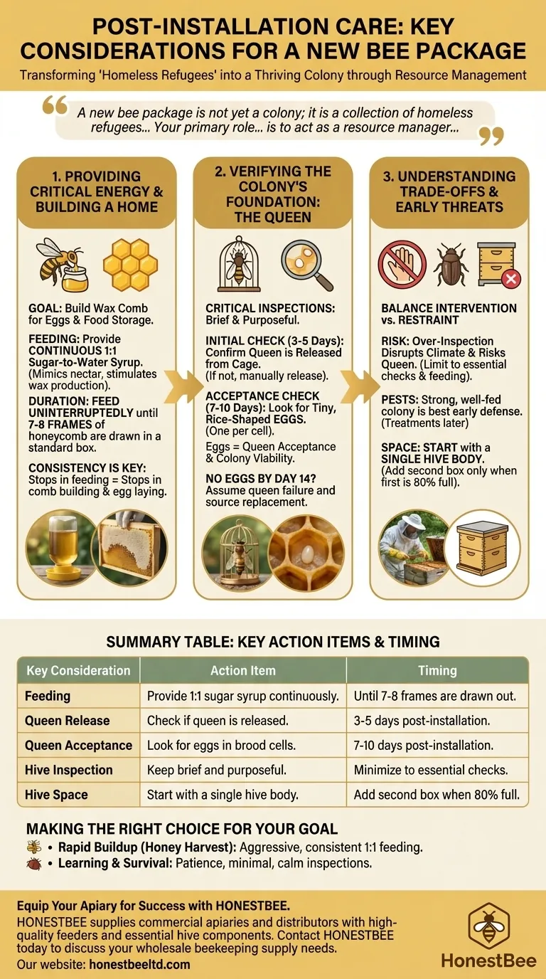 Quali sono le considerazioni chiave per la cura post-installazione di un pacchetto di api? Assicurati che la tua nuova colonia prosperi Guida Visiva