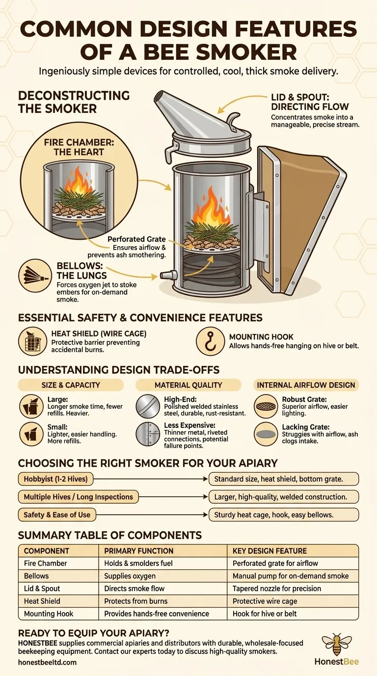 벌집 훈연기의 일반적인 디자인 특징은 무엇인가요? 양봉장에 적합한 훈연기 선택하기 시각적 가이드